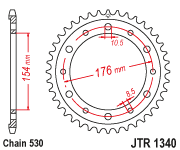 [JT-JTR1340-43ZBK] JT Sprocket Rear JTR1340 43T