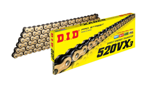 [DID-520VX3120GBZB] DID Chain 520 120L VX3 X-Ring Rivet Type ZB Gold/Black