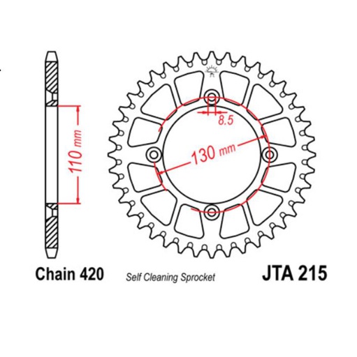 [JT-JTR251.48SC] JT Sprocket Rear JTR251 48T Self Cleaning