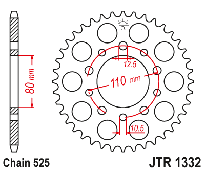 [JT-JTR1332-45ZBK] JT Sprocket Rear JTR1332-45ZBK