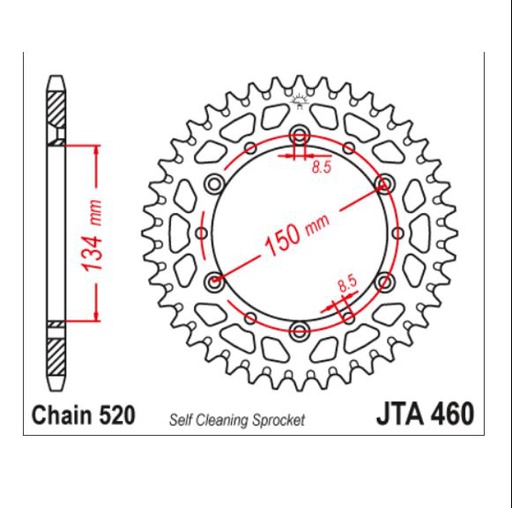 [JT-JTA460-49BLK] JT Sprocket Rear JTA460 49T Racelite Aluminium Black