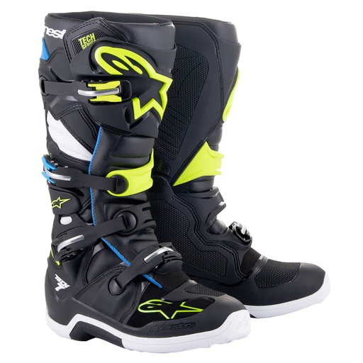 [ALP-2012014-1795] Alpinestars Tech 7 MX Boots Black/White/Blue/Yellow Flo