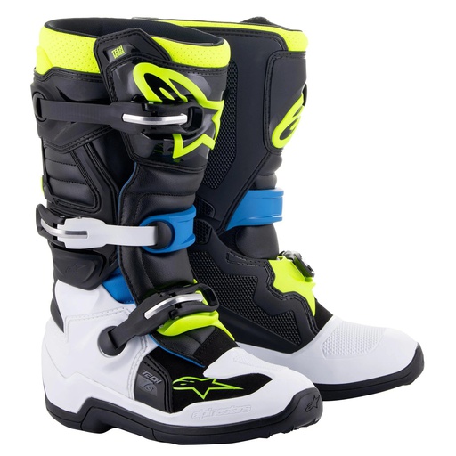 [ALP-2015017-1795] Alpinestars Tech 7S Youth MX Boots Black/White/Blue/Yellow Flo