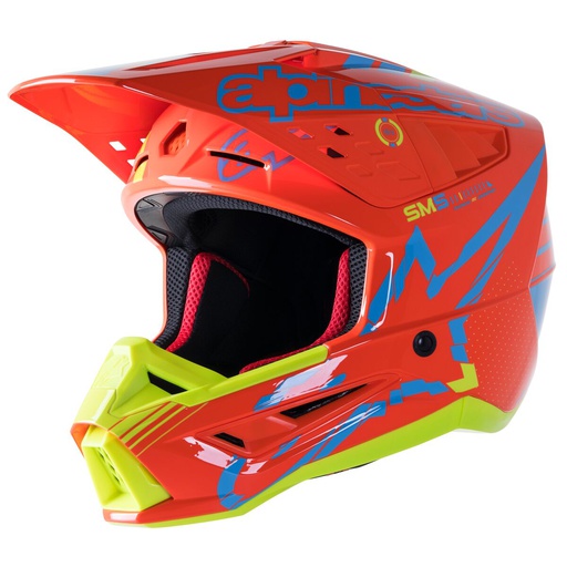 [ALP-8306022-4475] Alpinestars SM5 Action MX Helmet Orange/Cyan/Yellow