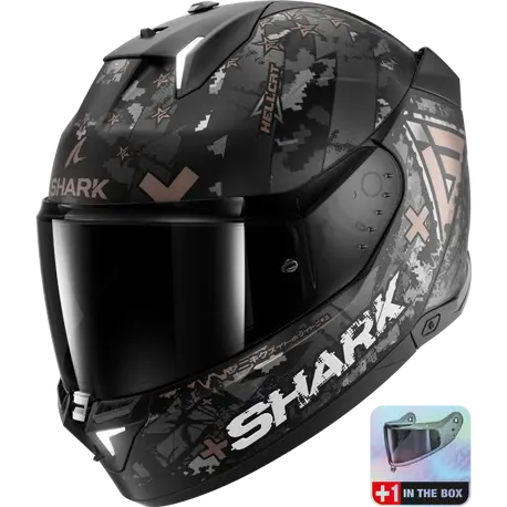 [SRK-HE0829EKUA] Shark Skwal i3 Full Face Helmet Hellcat KUA Matt Black/Grey w Dark Visor