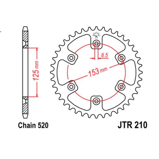 [JT-JTR210-52SC] JT Sprocket Rear JTR210 52T SC