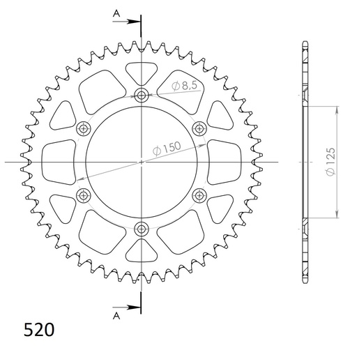 [SSX-RAL-990-48-BLK] Supersprox Aluminium Rear Sprocket 48T Black KTM|HSQ  125-701cc