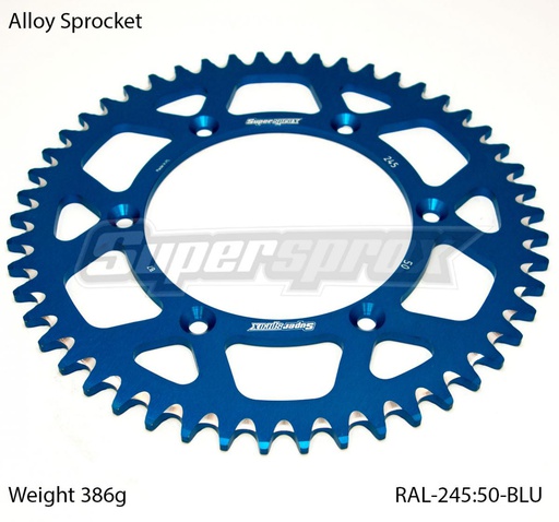 [SSX-RAL-245-50-BLU] Supersprox Aluminium Rear Sprocket 50T Blue WR|YZ|F 125/250/450 '97