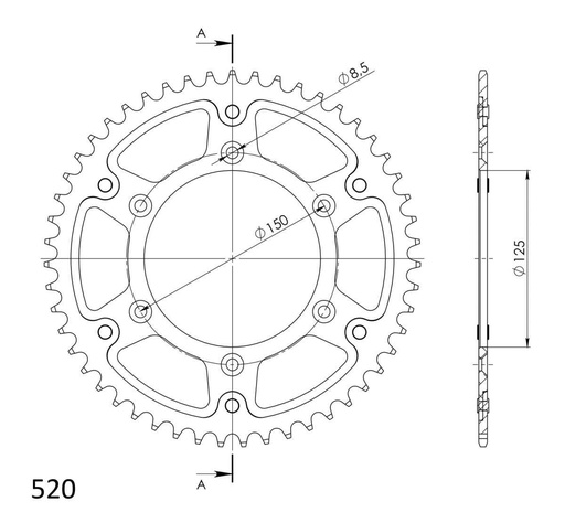 [SSX-RST-990-52-SLV] Supersprox Stealth Rear Sprocket 52T Silver KTM|HSQ  125-701cc