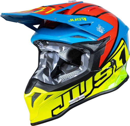 [J1-6060046194007] Just1 MX Helmets J39 Thruster Fluo Yellow/Red/Blue