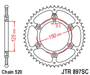 [JT-JTR897-52SC] JT Sprocket Rear JTR897 52T SC