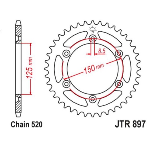 [JT-JTR897-51] JT Sprocket Rear Steel JTR897 51T