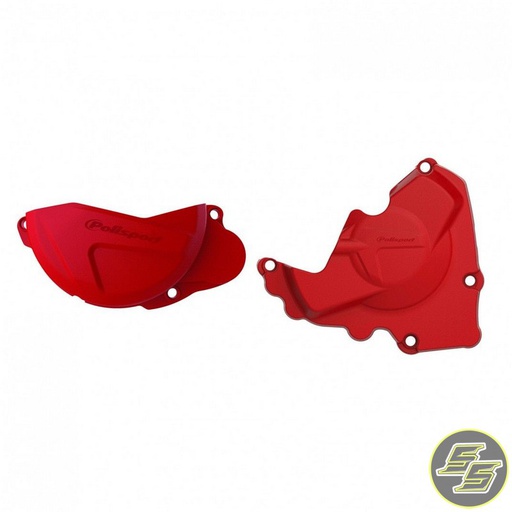 [POL-90956] Polisport Clutch & Ignition Cover Protector Kit Honda CRF250R '13-17 Red