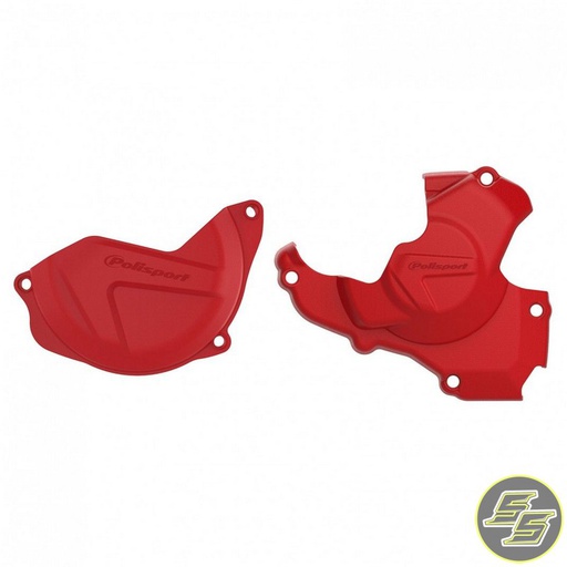 [POL-90960] Polisport Clutch & Ignition Cover Protector Kit Honda CRF450R '16-17 Red