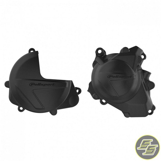 [POL-90961] Polisport Clutch & Ignition Cover Protector Kit Honda CRF450R '17-20 Black