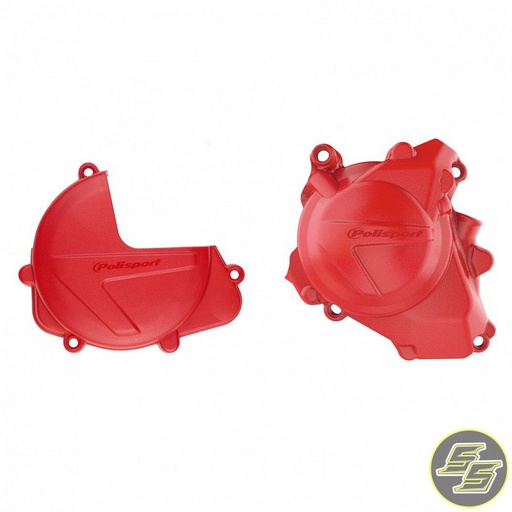 [POL-90962] Polisport Clutch & Ignition Cover Protector Kit Honda CRF450R '17-20 Red