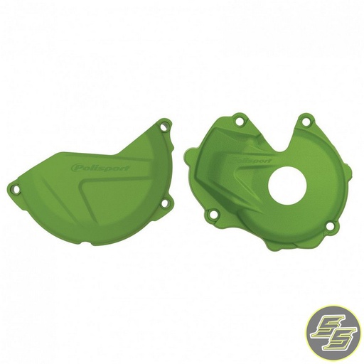 [POL-90954] Polisport Clutch & Ignition Cover Protector Kit Kawasaki KX450F '16-18 Green