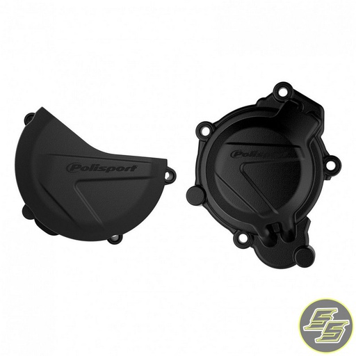 [POL-90963] Polisport Clutch & Ignition Cover Protector Kit KTM | Husqvarna 125|150|200 '16-18 Black
