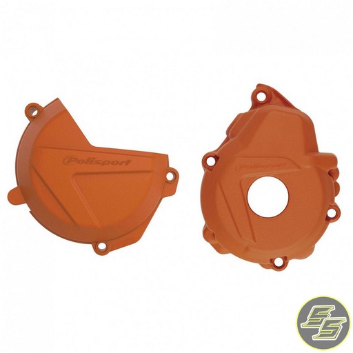 [POL-90983] Polisport Clutch & Ignition Cover Protector Kit KTM | Husqvarna 250F|350F '19-21 Orange