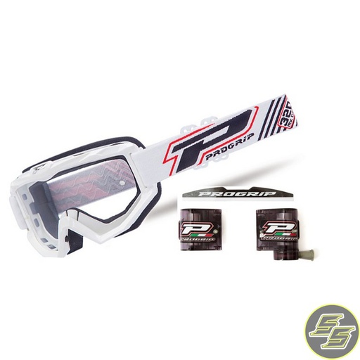 [PRO-3201-101-3215-3268] Progrip Goggle Atzaki White w Roll-off