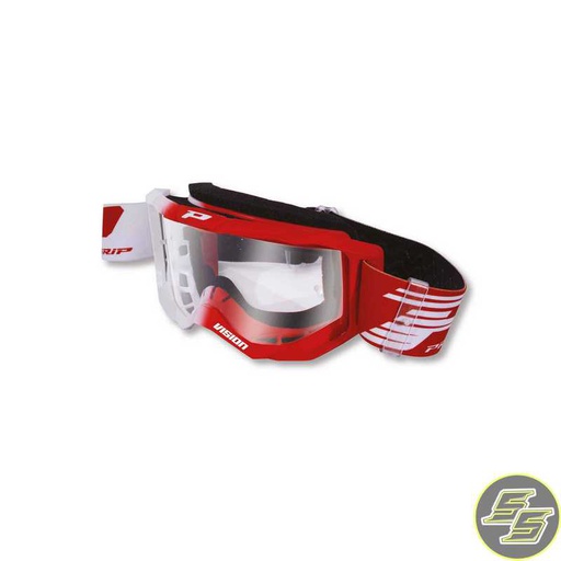 [PRO-3300-127TR-3310] Progrip Goggle Vision TR White/Red w Clear Lens
