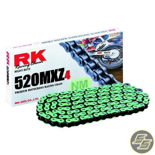 [RK-520NMMXZ4-132] RK Chain 520 132L STD Clip MXZ4 Flo Green