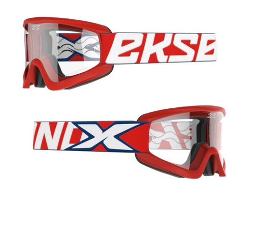 [EKS-067-60430] EKS Brand Flat Out Clear Goggle Red/White/Blue