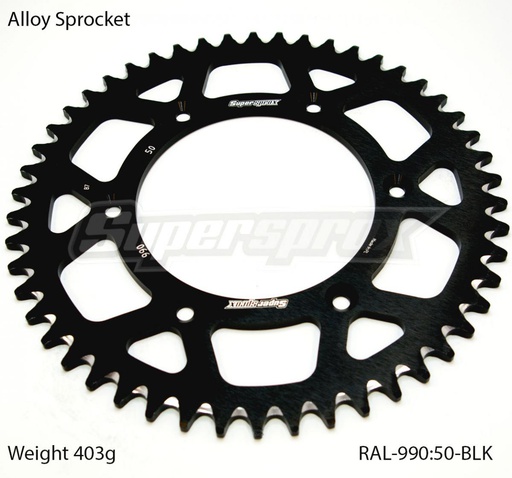 [SSX-RAL-990-50-BLK] Supersprox Aluminium Rear Sprocket 50T Black KTM|HSQ 125-701cc