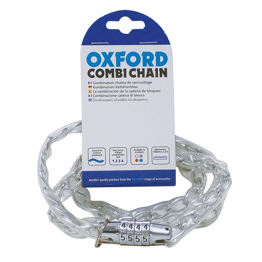 [OXF-LK680C] Oxford Combi Chain Combination Lock 36'' Clear