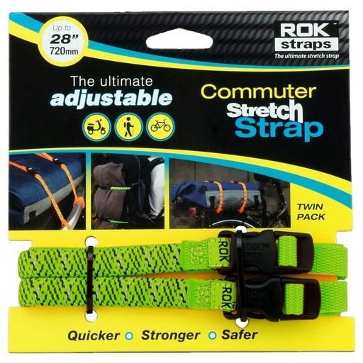 [OXF-ROK330] Oxford ROK Motorcycle Straps 12mm Green Reflective