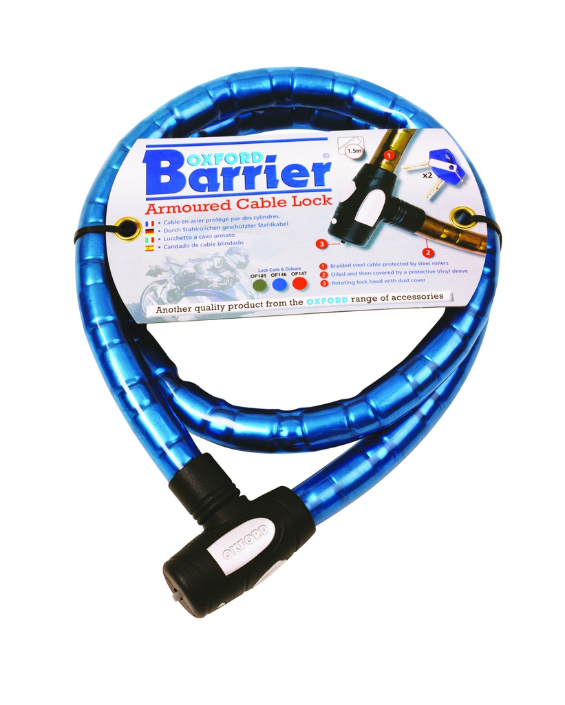 Oxford Barrier Cable Lock Blue