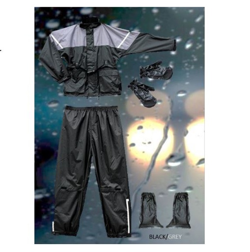 [NB-AMARAINBK] AMA Rain Suit Black/Grey 4pc