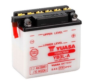 [YUA-YB3L-A] Yuasa Battery YB3L-A Dry with Acid