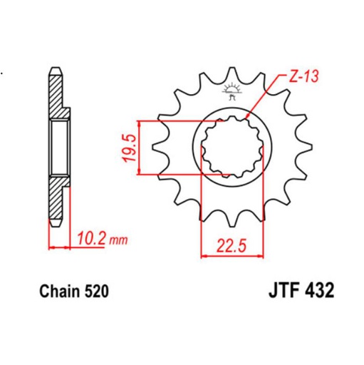 [JT-JTF432.13] JT Sprocket Front JTF432 13T