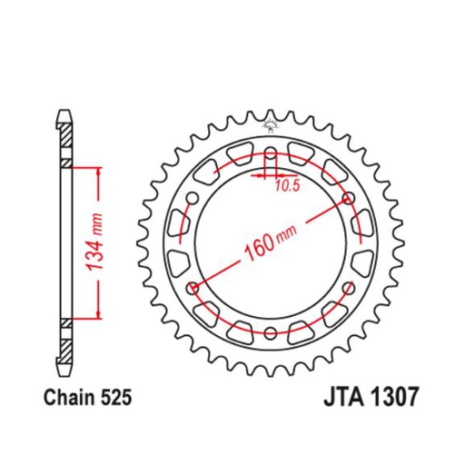 [JT-JTA1307.44] JT Sprocket Rear JTA1307 44T Racelite Aluminium