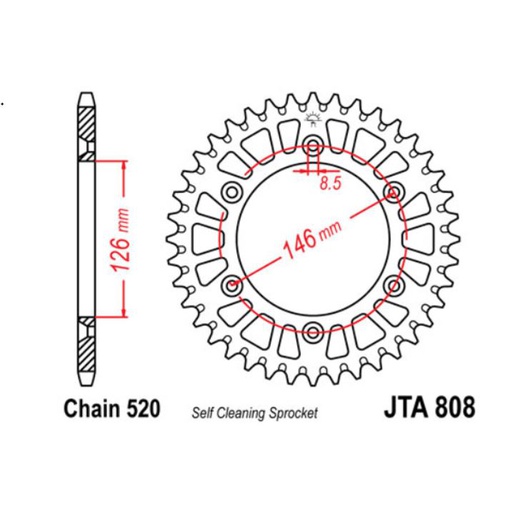 [JT-JTA808.50] JT Sprocket Rear JTA808 50T Racelite Aluminium
