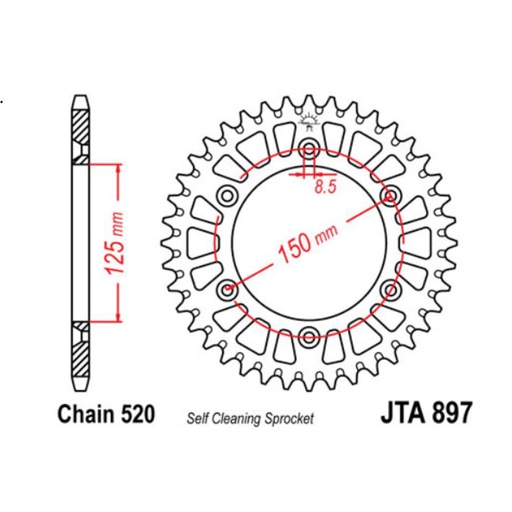 [JT-JTA897.49] JT Sprocket Rear JTA897 49T Racelite Aluminium