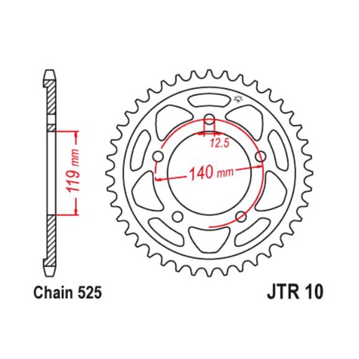 [JT-JTR10-44] JT Sprocket Rear JTR10 44T
