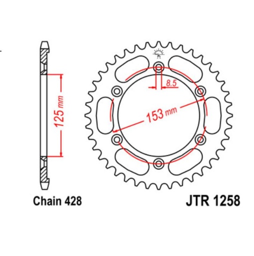[JT-JTR1258.54] JT Sprocket Rear JTR1258 54T