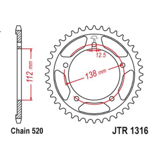 [JT-JTR1316.43] JT Sprocket Rear JTR1316 43T