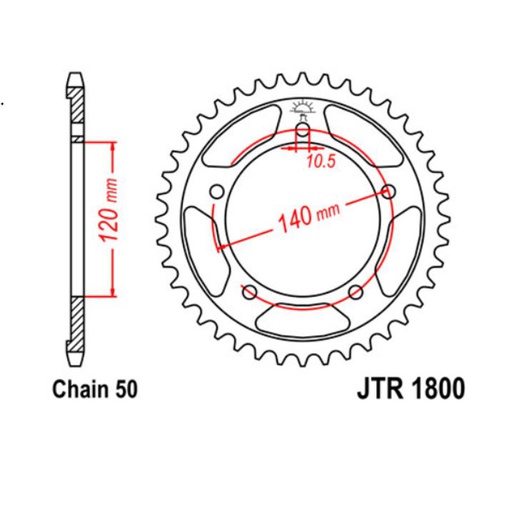 [JT-JTR1800.42] JT Sprocket Rear JTR1800 42T