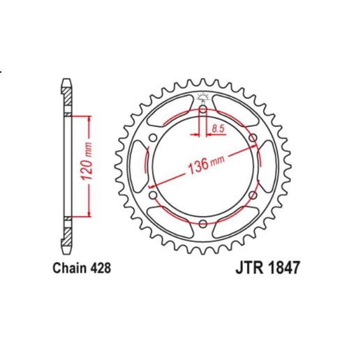 [JT-JTR1847.48] JT Sprocket Rear JTR1847 48T
