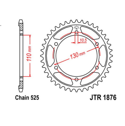 [JT-JTR1876.43] JT Sprocket Rear JTR1876 43T