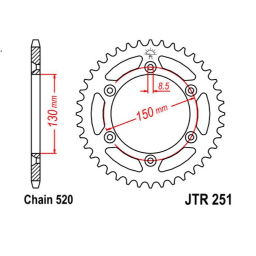 [JT-JTR251.49] JT Sprocket Rear JTR251 49T