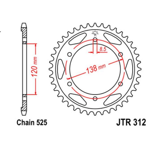 [JT-JTR312.40] JT Sprocket Rear JTR312 40T