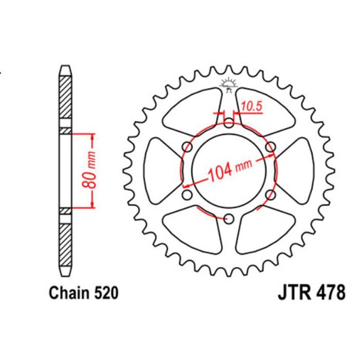 [JT-JTR478.46] JT Sprocket Rear JTR478 46T