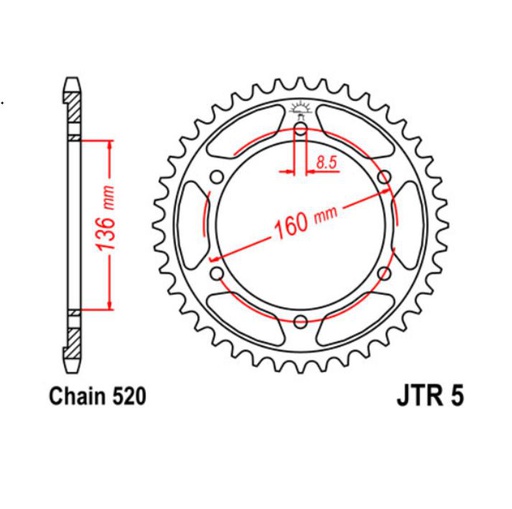 [JT-JTR5.44] JT Sprocket Rear JTR5 44T