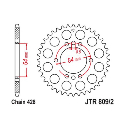 [JT-JTR809/2.45] JT Sprocket Rear JTR809/2 45T
