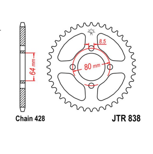 [JT-JTR838.45] JT Sprocket Rear JTR838 45T