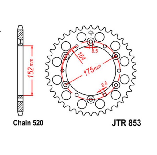 [JT-JTR853.40] JT Sprocket Rear JTR853 40T